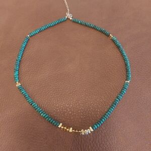 Elegant Turquoise and Gold Beaded Necklace